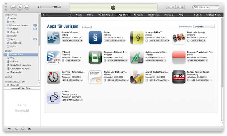 Apps für Juristen im iTunes App Store