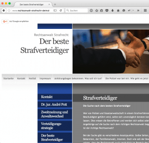 Website zum Thema "Bester Strafverteidiger" (Screenshot)